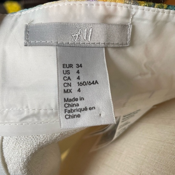 H&M Vibrant Yellow Painted Textured High Waisted A Line Midi Skirt Sz 4​​ - Picture 9 of 13